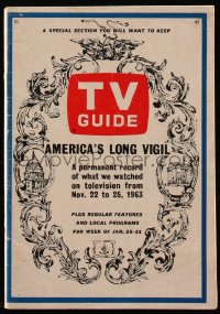 8m0658 TV GUIDE magazine January 25, 1964 special coverage of John F. Kennedy assassination!