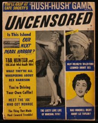 8m0661 UNCENSORED magazine January 1956 how Rudolph Valentino learned about sex, Liz Taylor!