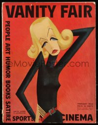8m0663 VANITY FAIR magazine February 1932 great Miguel Covarrubias cover art of Greta Garbo!