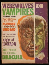 8m0666 WEREWOLVES & VAMPIRES vol 1 no 1 magazine 1962 cool split image art of Wolfman & Dracula!