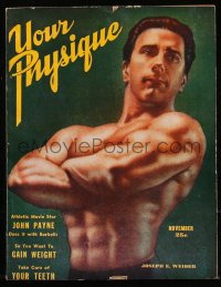 8m0669 YOUR PHYSIQUE Canadian magazine November 1947 cover portrait of bodybuilder Joseph E. Weider!
