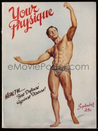 8m0668 YOUR PHYSIQUE Canadian magazine September 1946 Fred Lee cover art of male bodybuilder!