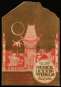 8m0345 COCK-EYED WORLD die-cut souvenir program book 1929 premiere at Grauman's Chinese Theatre!