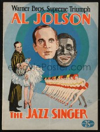 8m0377 JAZZ SINGER souvenir program book 1927 classic Levy silhouette art of Al Jolson on the back!