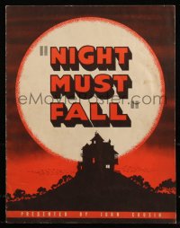 8m0394 NIGHT MUST FALL stage play souvenir program book 1945 murder mystery by Emlyn Williams!