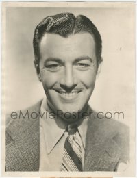 8m0293 ROBERT TAYLOR deluxe 10x13 still 1940 great smiling head & shoulders portrait in suit & tie!