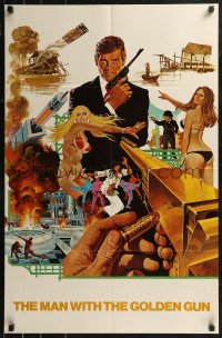8m0541 MAN WITH THE GOLDEN GUN English promo magazine 1974 James Bond, unfolds to a 22x33 poster!