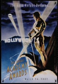 8p0706 74TH ANNUAL ACADEMY AWARDS heavy stock 1sh 2002 cool Alex Ross art of Oscar over Hollywood!