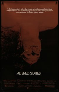 8p0716 ALTERED STATES foil 25x39 1sh 1980 William Hurt, Paddy Chayefsky, Ken Russell, sci-fi!
