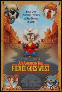 8p0721 AMERICAN TAIL: FIEVEL GOES WEST 1sh 1991 animated western, there's a new mouse in town!