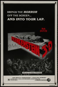 8p0724 ANDY WARHOL'S FRANKENSTEIN 1sh R1980s cool 3D art of near-naked girl coming off screen!