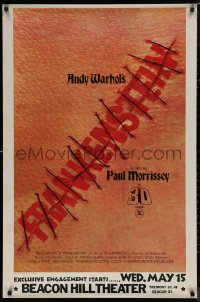 8p0723 ANDY WARHOL'S FRANKENSTEIN advance 1sh 1974 Paul Morrissey, great image of title in stitches!