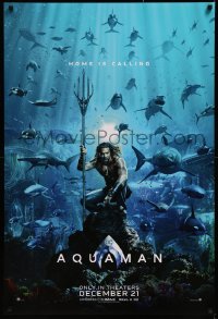 8p0731 AQUAMAN teaser DS 1sh 2018 DC, Jason Momoa in title role with great white sharks and more!