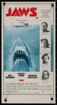 8p0244 JAWS Australian special poster 1975 Spielberg's man-eating shark attacking swimmer, rare!
