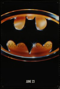 8p0751 BATMAN teaser 1sh 1989 directed by Tim Burton, cool image of Bat logo, matte finish!
