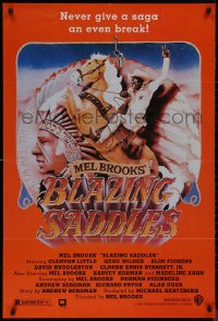8p0123 BLAZING SADDLES 27x40 video poster R1980s art of Cleavon Little & Mel Brooks by Alvin & Goldschmidt!