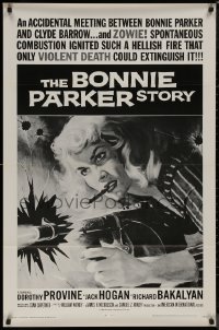 8p0786 BONNIE PARKER STORY 1sh R1968 great art of the cigar-smoking hellcat of the roaring '30s!