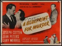 8p0631 BLUEPRINT FOR MURDER British quad 1953 no one deserved to die more than sexy bad Jean Peters!