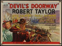 8p0641 DEVIL'S DOORWAY British quad 1950 Robert Taylor aiming rifle, directed by Anthony Mann, rare!