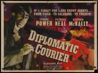 8p0642 DIPLOMATIC COURIER British quad 1952 art of Tyrone Power & train + Patricia Neal, rare!