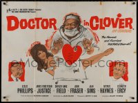 8p0643 DOCTOR IN CLOVER British quad 1966 wacky artwork of doctor examining half-naked girl!