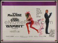 8p0657 GAMBIT British quad 1967 art of sexy Shirley MacLaine & Michael Caine preparing for crime!