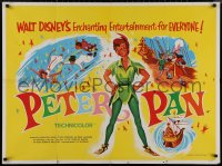 8p0674 PETER PAN British quad R1965 Walt Disney animated cartoon fantasy classic, great art!