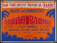 8p0688 SOUTH PACIFIC British quad R1960s Rossano Brazzi, Gaynor, Rodgers & Hammerstein musical!