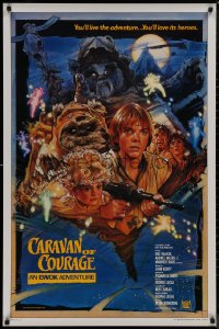 8p0799 CARAVAN OF COURAGE style B int'l 1sh 1984 An Ewok Adventure, Star Wars, art by Drew Struzan!