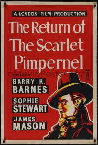 8p0624 RETURN OF THE SCARLET PIMPERNEL English 1sh R1940s Barry K. Barnes in dual role, ultra rare!