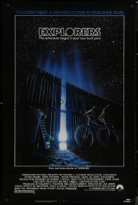 8p0858 EXPLORERS 1sh 1985 directed by Joe Dante, the adventure begins in your own back yard!