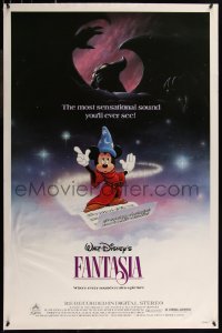 8p0861 FANTASIA 1sh R1985 Mickey from Sorcerer's Apprentice & Chernabog from Night on Bald Mountain!