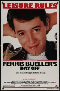 8p0865 FERRIS BUELLER'S DAY OFF 1sh 1986 c/u of Matthew Broderick in John Hughes teen classic!