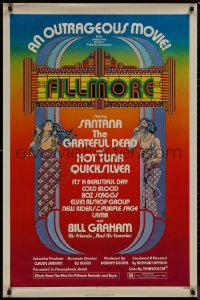 8p0867 FILLMORE 1sh 1972 Grateful Dead, Santana, rock & roll concert, cool Byrd art!