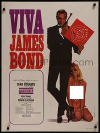 8p0368 GOLDFINGER French 24x32 R1970 Sean Connery as Bond with sexy girl by Thos & Bourduge!