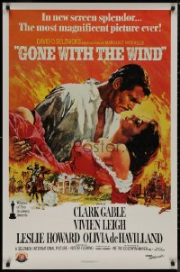 8p0895 GONE WITH THE WIND 1sh R1989 art of Gable carrying Leigh over Atlanta by Terpning!