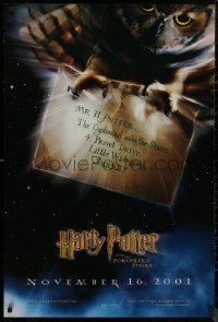 8p0920 HARRY POTTER & THE PHILOSOPHER'S STONE teaser DS 1sh 2001 Hedwig the owl, Sorcerer's Stone!