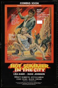 8p0946 HOT SUMMER IN THE CITY advance 24x37 1sh 1976 the fire in their loins erupted like a volcano!