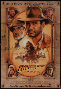 8p0957 INDIANA JONES & THE LAST CRUSADE int'l advance 1sh 1989 art of Ford & Connery by Drew!