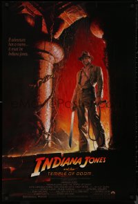 8p0958 INDIANA JONES & THE TEMPLE OF DOOM 1sh 1984 adventure is Harrison Ford's name, Wolfe art!