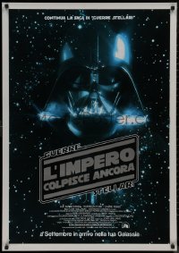 8p0379 EMPIRE STRIKES BACK advance Italian 1sh 1980 George Lucas, Darth Vader head in space!