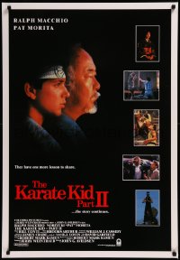 8p0992 KARATE KID PART II int'l 1sh 1986 great profile of Pat Morita as Mr. Miyagi, Ralph Macchio!