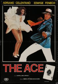 8p0382 ACE Lebanese 1981 Adriano Celentano, Edwige Fenech, cool ace of spades poker gambling card!