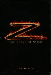 8p1006 LEGEND OF ZORRO int'l teaser DS 1sh 2005 Antonio Banderas, Catherine Zeta-Jones, flaming Z!