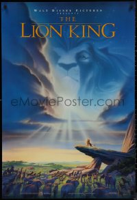 8p1015 LION KING DS 1sh 1994 Disney Africa, John Alvin art of Simba on Pride Rock with Mufasa in sky