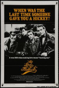 8p1020 LORDS OF FLATBUSH 1sh R1977 cool portrait of Fonzie, Rocky, & Perry as greasers in leather!