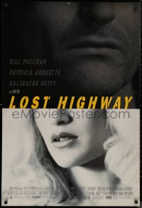 8p1022 LOST HIGHWAY 1sh 1997 David Lynch, split image of Bill Pullman & Patricia Arquette!