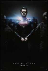 8p1031 MAN OF STEEL teaser DS 1sh 2013 Henry Cavill in the title role as Superman handcuffed!