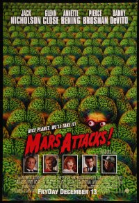 8p1042 MARS ATTACKS! int'l advance DS 1sh 1996 directed by Tim Burton, great image of cast!