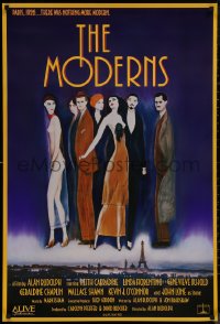 8p1058 MODERNS 1sh 1988 Alan Rudolph, cool artwork of trendy 1920's people by star Keith Carradine!